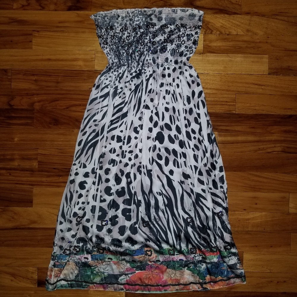 Strapless Dress animal print floral